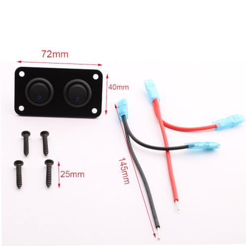 Schakel schakelpaneel met 2 Strips, Blue LED Toggle Switch, 12-24 V, SPST Switch, Rond, voor Auto, Caravan, Vrachtwagen, Boot