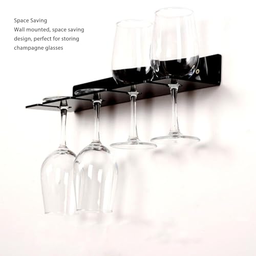 2 stuks onder het kabinet wijnglas Rack, Wall Mounted Acryl Wine Glass Holder Space Saving Glassware Hangen onder het kabinet wijnglas Rack voor 8 glazen(zwart) 4