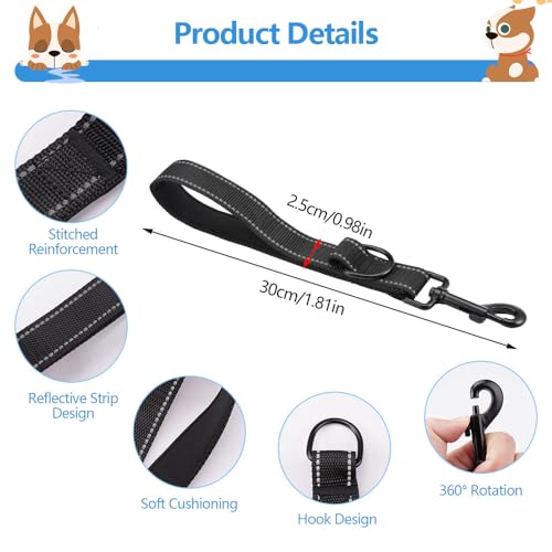 Strong Short Dog Lead, Training Lead voor honden met polslus, D-Carabiner 2,5 cm x 30 cm, Hondenherroeping Lead, Robuuste PVC Lead, Waterproof Recall Lead met metalen haken