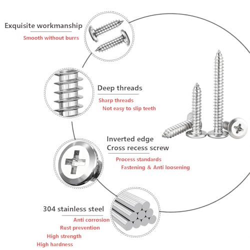 20st zelftappende schroeven, 304 RVS kruiskop platte kop, M6*60mm, zilver 5