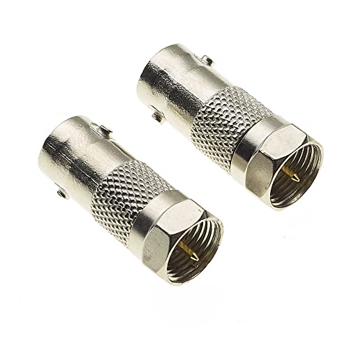 F Type Plug naar BNC Socket Adapter, Pack van 2 - BNC Man Plug naar vrouwelijke Jack Coaxiale Kabel Adapter - F naar BNC Connector voor Scanner, CCTV, Video Toepassingen, Radio Antenna
