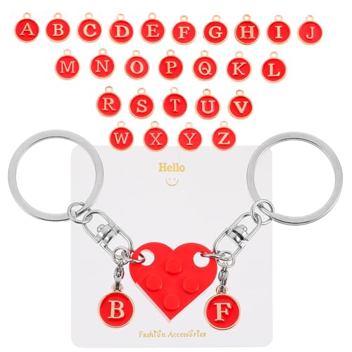 Bijpassende paar sleutelhangers, Brick Heart Shape sleutelhangers, Cadeau DIY Heart Key Ring liefde Set voor minnaar, vriendje, vriendin, Valentijnsdag, verjaardag, rood