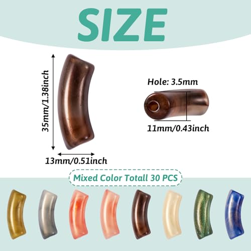 30 st Acryl gebogen kralen Twee Tone Twisted gebogen kralen acryl lange noedels kralen voor ketting armband sieraden maken 3