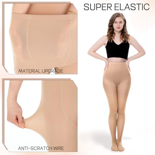 Plus Size Tights voor vrouwen,80 D strompfhosen damen grosse grössen strompfhose große Size,Skin Color Semi Blackdicht Strumpfhosen Oversized Large Bauchweg Strumpfhose Reißfest,Skin Color,One Size, skin