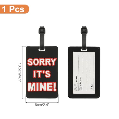 Bagage-tag (sorry dat het van mij is), PVC Leuke reis bagage tas Tag koffer identificatie Tag voor vrouwen mannen, zwart