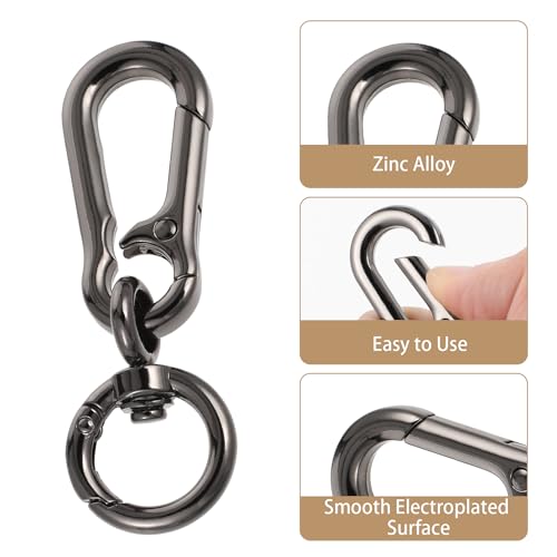 2 x roterende karabijnhaak, metalen karabijnhaak Haak, Sleutelhanger met Swivel Joint, Zwart, Verwijderbare Lobster sluiting voor DIY handtas, Sleutelhanger, Ambachten 4