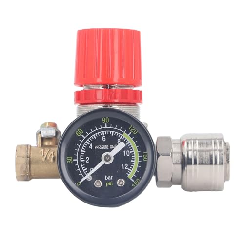 Luchtcompressor drukregelaar set Pneumatische gereedschapsregelaar met 4-Way Valve drukmeter 0-180 PSI Europese stijl (1/4 Inch Ball Valve) 5