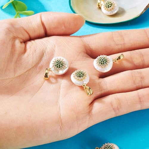 Natural Cultured Parel Hangers Vintage Parel oorbellen Charms met Cubic Zirconia Nuggets met Flower Classic Parel sieraden bedels voor DIY ketting oorbellen 5