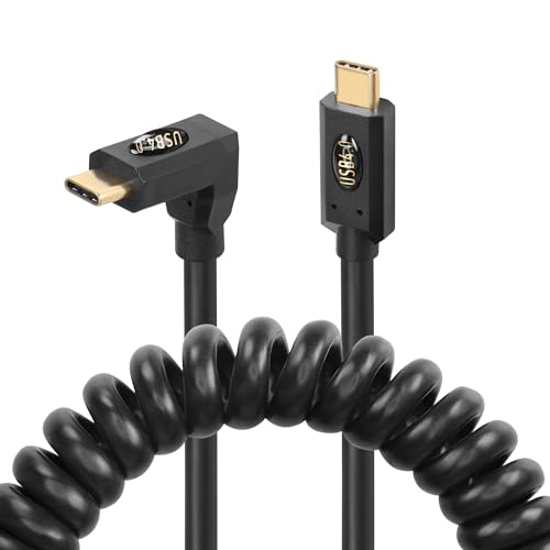 240W USB-C naar USB-C Kabel, 40 Gbit/s, 90 Degree Wound USB Type-C Kabel, Schaalbare Spring PD Type C Opladen Kabel (bovenste rechte kop)
