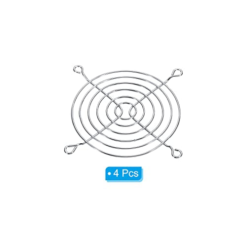 92mm Fan Finger Grill, 4 Pack Metal Grill Protector Guard voor 90X90mm Ventilator beschermhoes DIY, Zilver 3