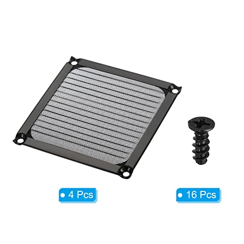 92 mm Ventilatorfilter Grills met schroeven, 4 pakkingen, Aluminium, roestvrij stalen frame, Mesh, Waterdicht, voor Computer, Beschermhoes, Zwart 3