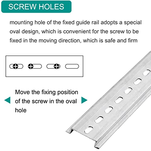 Din Rail Slot 35 mm Aluminium, 6 stuks klem DIN Rails, met bevestigingsschroeven, 12 inch 30 cm lang, 35 mm breed, 7,5 mm hoog voor Terminal Block Relays 5
