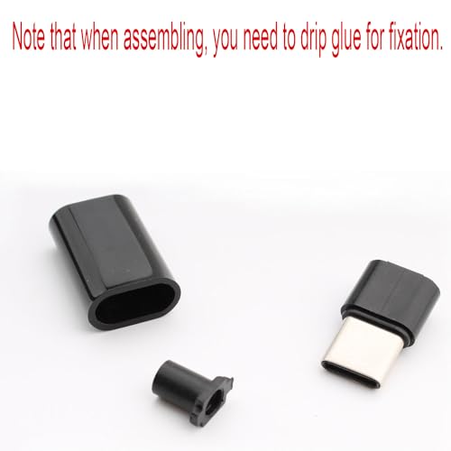 10st Micro USB 3.1 Type C Plug 24 Pin, DIY Micro Type C USB 3.1 Bus Solderen SMT Type met Zwarte Case Cover