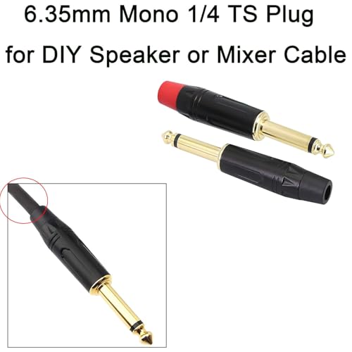1/4" Audiopluggen 6.35mm Plug TS Man 1/4" Solder Type Mono Plug voor DJ Mixer Speaker Kabels Gitaar Kabels Phono Patch Kabelmicrofoonkabels (4 Pack) 4