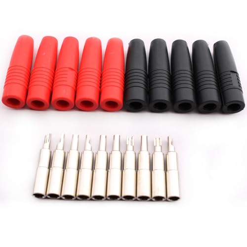 10st 4mm Banana Canister Geïsoleerde Jack Plug Banana Plug Solderen voor 4mm Mannelijke niet-geïsoleerde Banana Plug Rood + Zwart