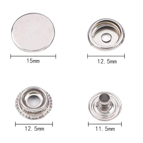 Snap sluiting Set, 80 stuks, Spring Snap bevestigingsmiddelen, Roestvrij stalen drukknop, 15mm, Heavy Duty Brass Canvas Snap Button, Marine Quality Boat, Canvas Snap Buttons voor kleding, Boottas
