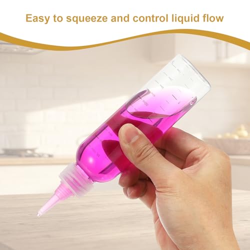 30ml/1oz Plastic knijpen flessen met Transparante Top Cap, 4 st Graduate Ronde Aflossende Fles Lege Puntige Fles voor Vloeistoffen, Ambachten, Oliën, Specerijen, Transparant 4