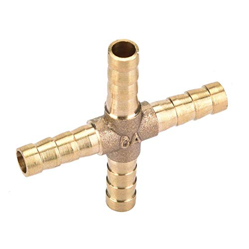 5 st. 4-Way T messing slang connector passen, Cross Barbed Plug lucht water olie gas brandstof 6/8/10/12mm (6mm) 5
