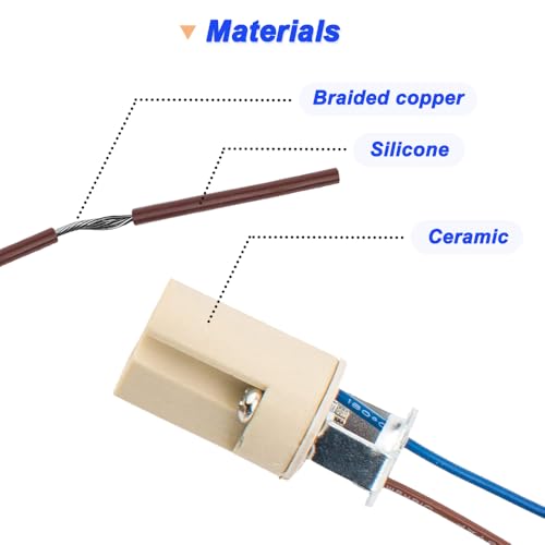 G9 Keramische basis G9 Bi-Pin LED Licht Halogeen kralen Base met Wire Stand LED Veroudering Test Lamp houder met draadaansluitingen (10 stuks, 0.07 m2, 25 cm) 4