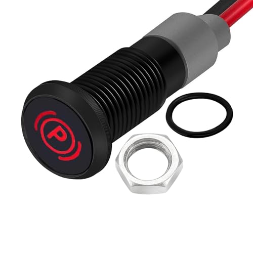 12 - 24 V 8 mm DC LED-indicator Metalen LED-indicatorlamp 12 V voor bestelwagen, boot en andere universele voertuigen (parkeerremindicator), rood