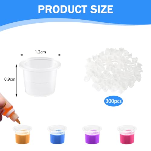 300 st. Plastic inktcaps Tattoo inktcups Pigment Cups Make-up Container Transparant en praktisch voor kleine tattoos Kleur en schilderijen Pigment Supplies Caps 12mm