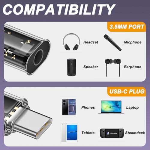 3,5mm naar USB C Magnetische audio-adapter, Type-C Man tot 3,5mm vrouwelijke hoofdtelefoon AUX Dongle Jack Compatibel met type-C apparaten (4PCS) 3