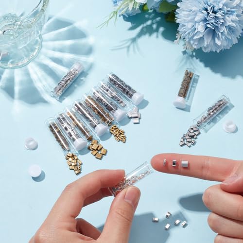 468 stuks 3 maten glas zaad kralen, 2-hole 3 kleuren 1/4 & halve Tila kralen 5x5mm/5x2mm/5×1mm voor sieraden maken 3