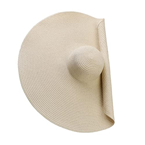 brede rand stro hoed vrouwen oversized strand stro hoed opvouwbare zachte zon hoed opvouwbare strand hoed Khaki 6 7/8-7 1/8