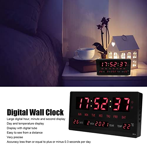 LED Digitale wandklok Digitale kalender Wandklok Grote weergave Nauwkeurige bureaublad hangende elektronische kalenderklok met binnentemperatuur 100-240V 4