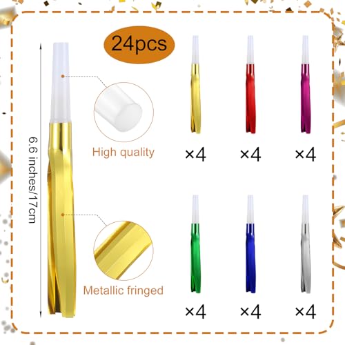 24st Party Blazers voor kinderen, Glitter Party Horns Metallic Fringed Sound Makers voor volwassenen Verjaardag Graduation Nieuwjaar Party Supplies (kleurrijk)