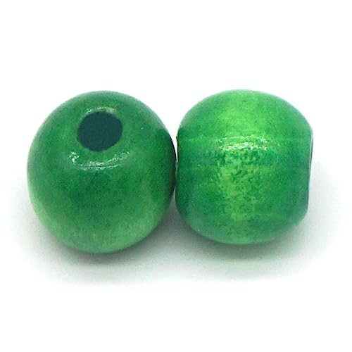 500st Natuurlijke Groene Ronde Houten Kralen voor Stringing, Houten Ambacht Kralen voor DIY, Handgemaakte Macrame Decoratie Accessoires sieraden maken armband ketting Ambacht 9x10mm (Hole Diameter 3-3,5mm)