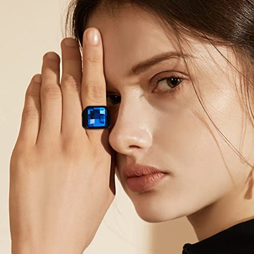 Juwelier Mannen Square Edelstenen Singet Ringen, Gepersonaliseerde Roestvrij stalen Pinky Ring met Zwarte Onxy Blue Topaz Geboortesteen Verklaring Ring 3