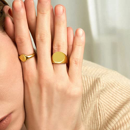 JUWELRY Roestvrij stalen Signet Ring voor mannen, aangepaste Gegraveerde Band Ringen, Gold Initial Monogram Ringen voor vrouwen, Maat J-Z1⁄2 5