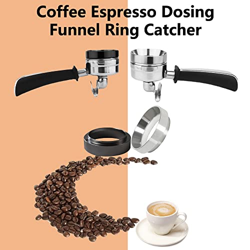 58mm Koffie Espresso Dosing Funnel Ring Catcher, Aluminium Koffiezetapparaat Espresso Funnel Vervanging Koffiezetapparaat Accessoires voor thuis / Cafe Zilver 4