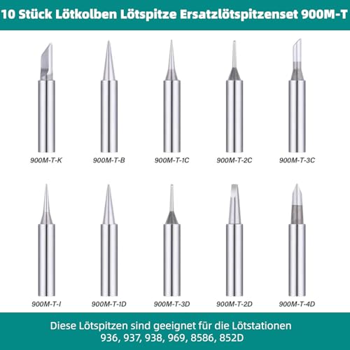 10Scs/Set loodvrije koper Soldeerijzer Tips 900M-T voor het Solderen van Rework Station Tool (10st Soldeerijzer Tip + Soldeer Station Handle) 4