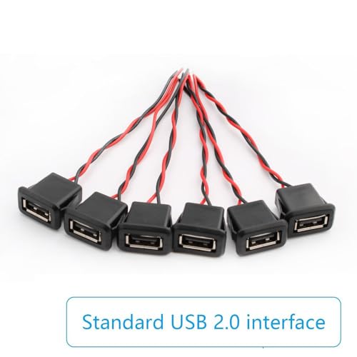 Verpakking van 6 USB-A socket 2-draads flush-mounted type A socket, USB-A stopcontact voor paneelmontage 3A snellader type A socket met klik groef gesp 3