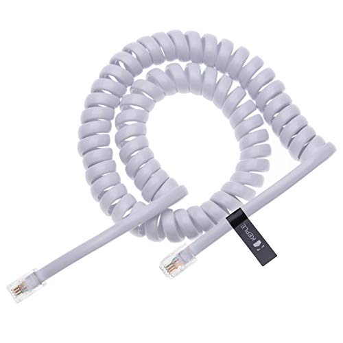 RJ10 Spiral Binding Telephone Cable 5 m Compatibel met Cisco, NEC, ROLM, ITT, TI Vaste telefoons (White)