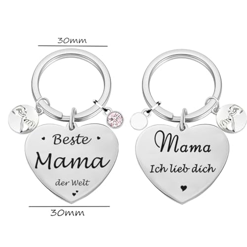 Mama Gift Best Mama der Welt Keychain, Mama Ich Liebe Dich, Moederdag Gift, Verjaardag Gift, van Dochter aan Moeder, Zilver, M, zilver