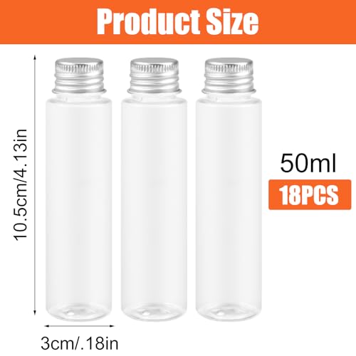 18 stuks testbuizen met schroefdop, 50ml testbuizen, kunststof testbuizen met schroefsluiting, bloemtestbuizen, geschikt voor bloemen, snoep, vloeistoffen