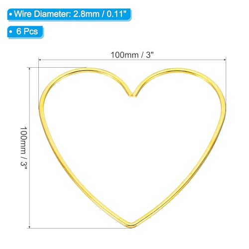 10 cm Dromenvanger ringen, 6 stuks metalen hartachtige macramé kroon bloemen ring hoepel voor thuis doe-het-zelf ambachtelijke bruiloft muur opknoping decoraties, goud