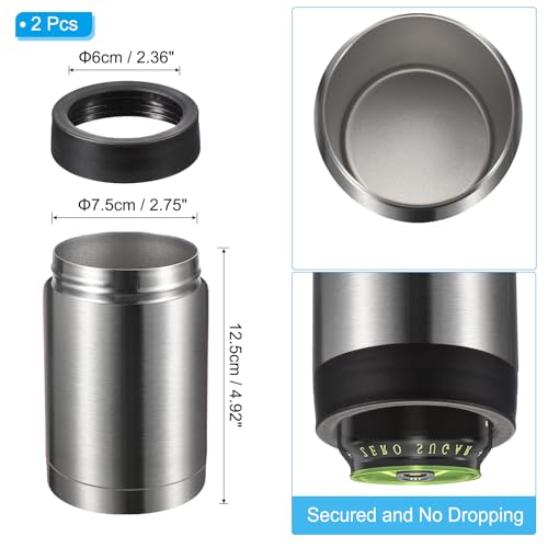 Slim Can Cooler, 2 stuks 12oz Skinny Can Isoled Bier Sleeve Drink Houder voor Bier Soda Koffie Normale blikken en flessen, Zilver
