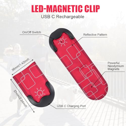 LED-clip, oplaadbare USB LED Magnetic Clip, LED Magnetic Clip met 3 Verlichtingsmodi, Hoge Zichtbaarheid en Heldere Glow, Unisex voor rugzak, Wandelen, hardlopen, Joggen