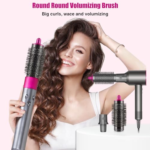 5-in-1 Long Curly Barrels+Round Volumizing Borstelbijlagen voor Dyson Airwrap HS01 HS05, Adapter voor Dyson Supersonic Haardroger HD01 HD02 HD03 HD04 HD07 HD08 3