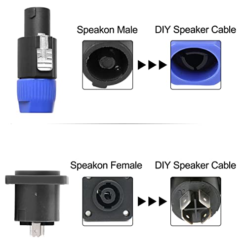 NL4FC voor Speacon Audio Socket 4 Pool Man Plug Female Panel Mount Socket Speaker Twist Lock Adapter voor Neutrik voor Speakon NL2FC NL4FX versterker, 16 stuks