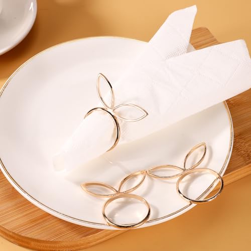 12 st. Paashaas Napkin Ringen, Golden Rabbit oor Pasen Napkin houder leuke Napkin Buckles voorjaar diner tafel decoratie voor feest bruiloft banket omgeving 3