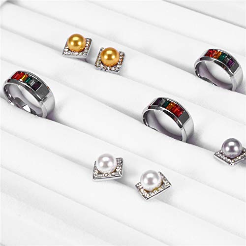 Ariage, Porte Bague, Witte Ring Display, Expositor Anillos, Velvet Ring Display Tray,Ring Display houder Ring Display Tray Slot Mode sieraden Organisator houder Case Box Showcase Wit 5