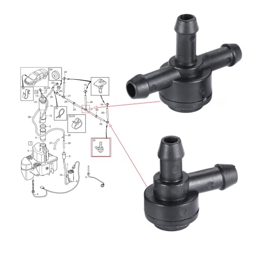 Sea 2Pcs Windscherm Wasmachine Check Valve, Windscherm voorruit Wasmachine Check Valve Vervanging voor C30 C70 S40 S60 S70 5