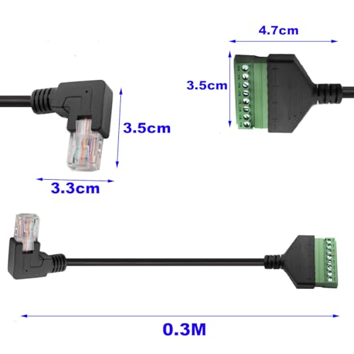 RJ45 Schroef Terminal, Solder Gratis Plug RJ45, RJ45 Ethernet 8P8C Plug to 8 Pin Extender Adapter voor AV CCTV DVR Cat6 Cat5 Inline Coupler (30cm rechts) 3