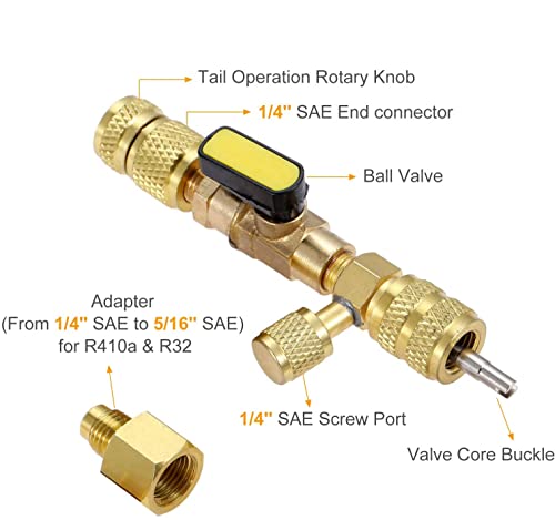 Sea R410A R22 Valve Remover Installer Tool met Dual Size SAE 1/4 en 5/16 Port voor R404A R407C R134A R12 R32 HVAC System 4