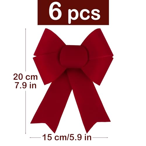 Rode Bows Kerstmis - 6 stuks Kerst Bows 20 x 15 cm - Kerstboom Decoratie Bow for Crafts Kerstmis Krans, Kerstboom Decoratie, Deur Decoratie Kerstmis